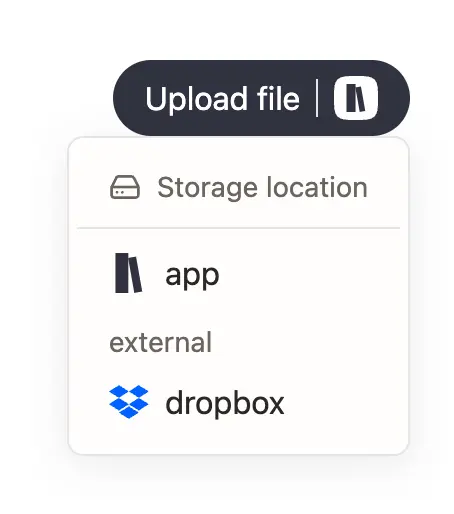 Screenshot of the storage provider connection popup